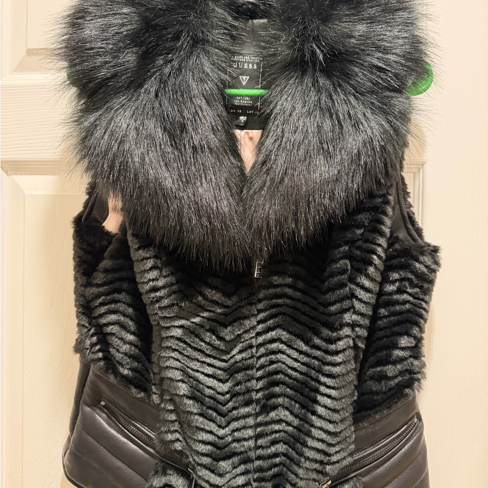 GUESS Black Faux Fur Women's Jacket